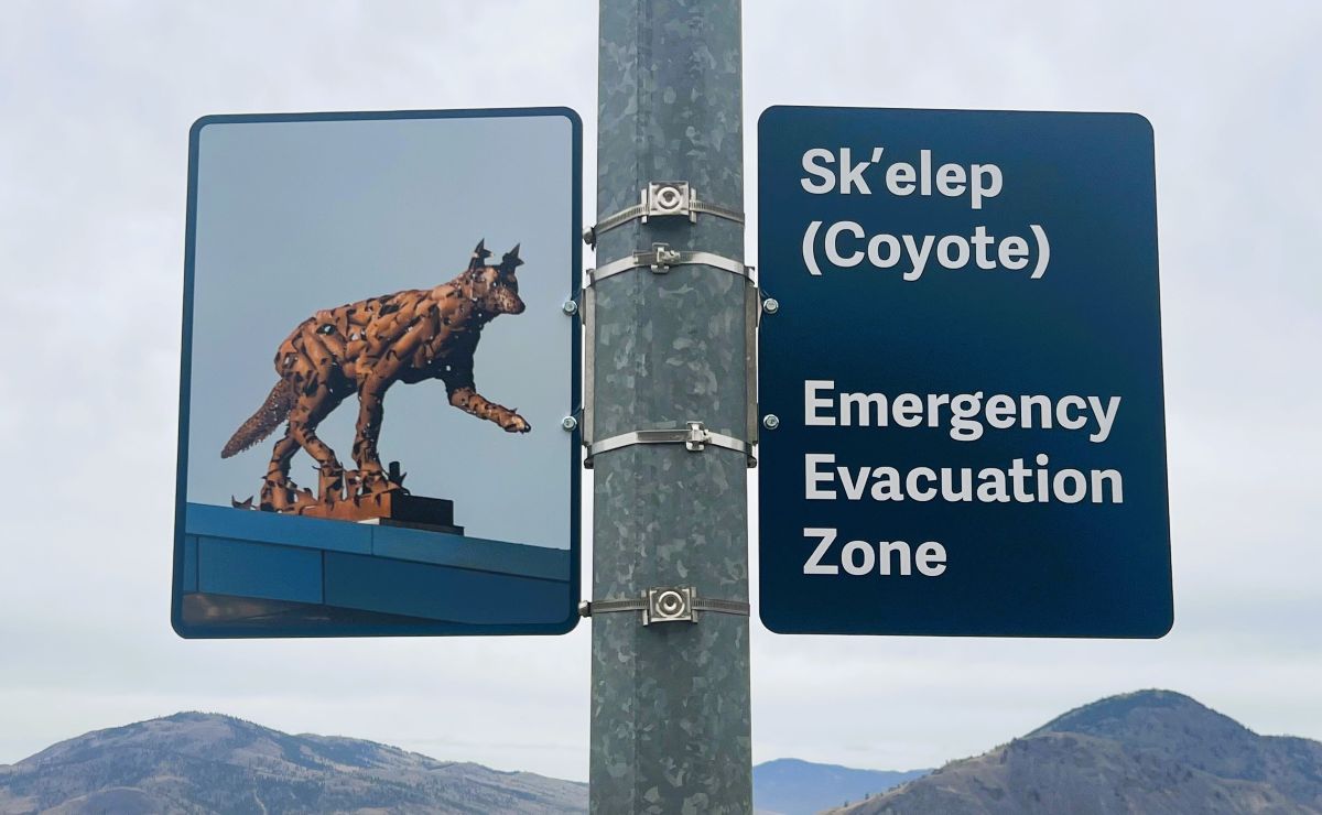 Sk'elep (Coyote) Emergency Evacuation Zone sign